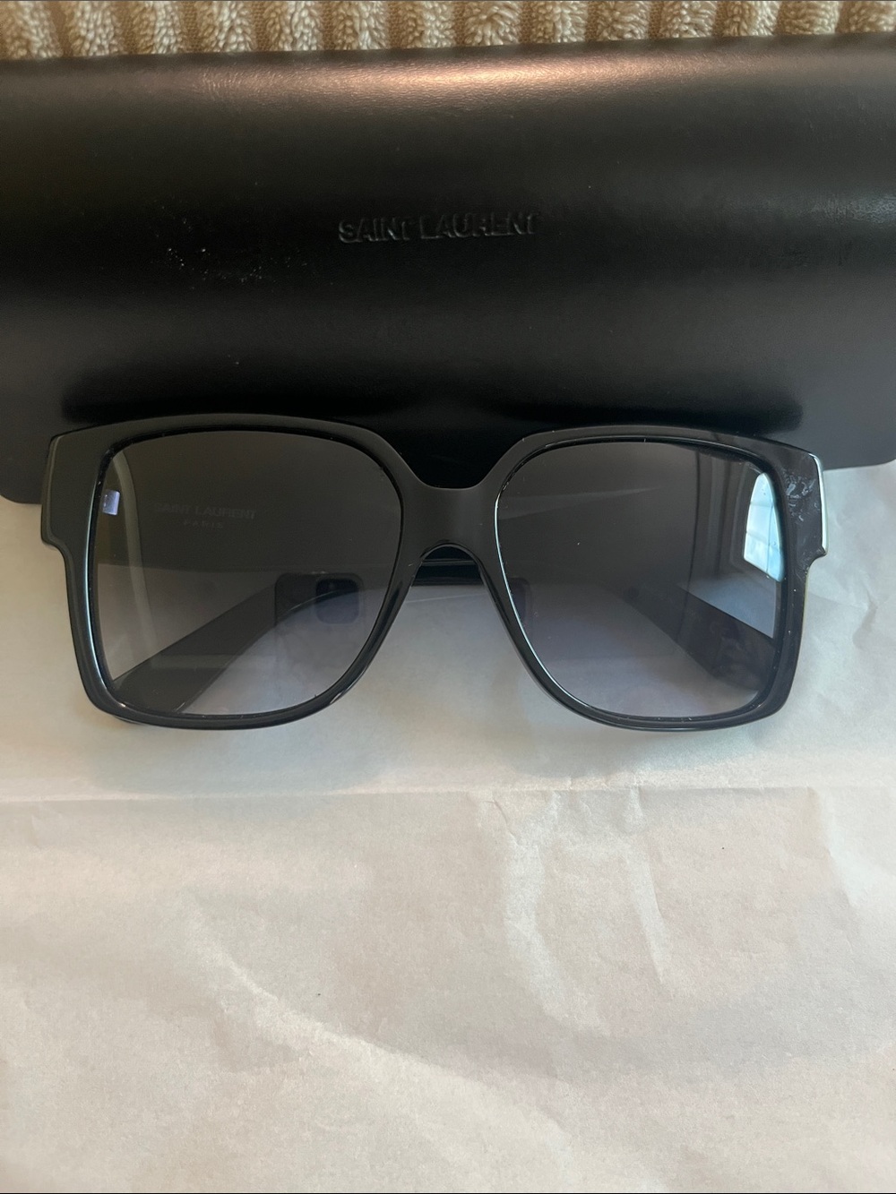 Saint Laurent Glossy Black Oversized Square Sunglasses